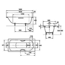 Ванна стальная KALDEWEI Saniform Plus 180x80 standard mod. 375-1
